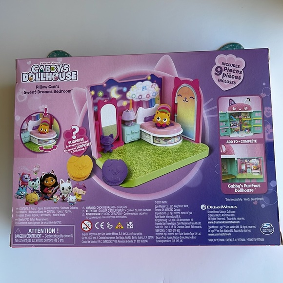 New Toy Gabby’s Dollhouse Pillow Cat’s Sweet Dreams Bedroom 9 pcs Toy Set - Picture 7 of 7